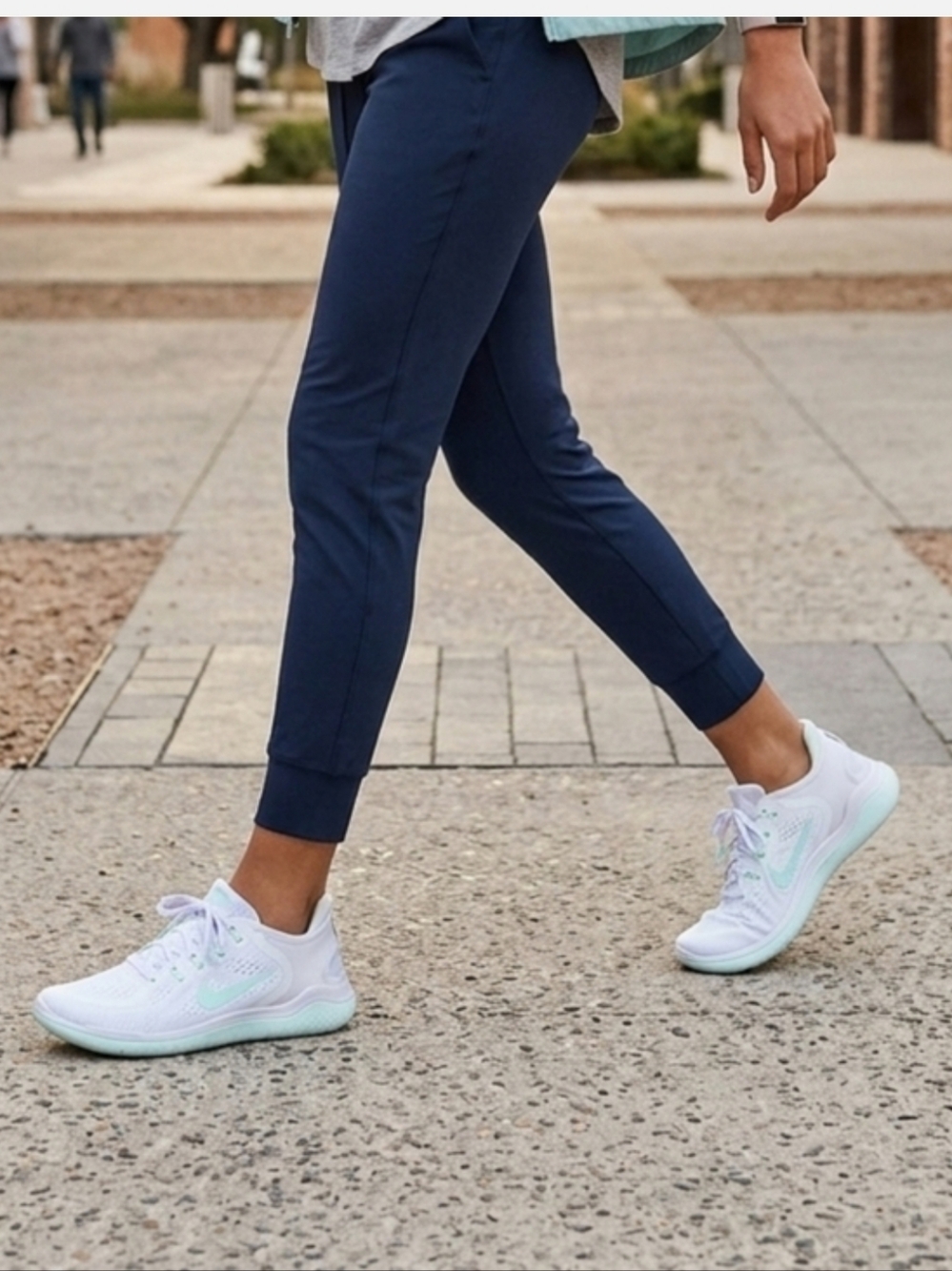 Women’s White Athletic Sneakers with Mint Accents
